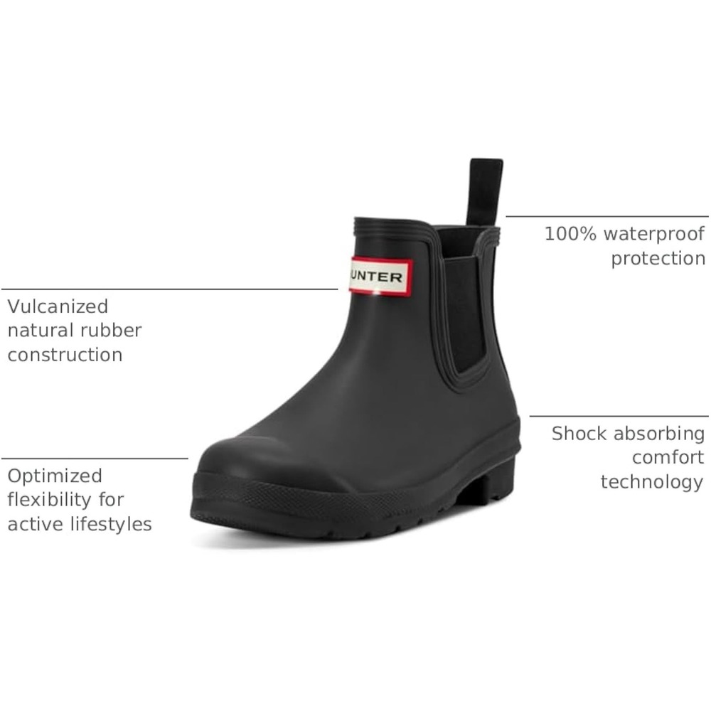Hunter Original Chelsea Boots Womens Black Waterproof Rubber Rain Boots | Sz 8 - Picture 2 of 8